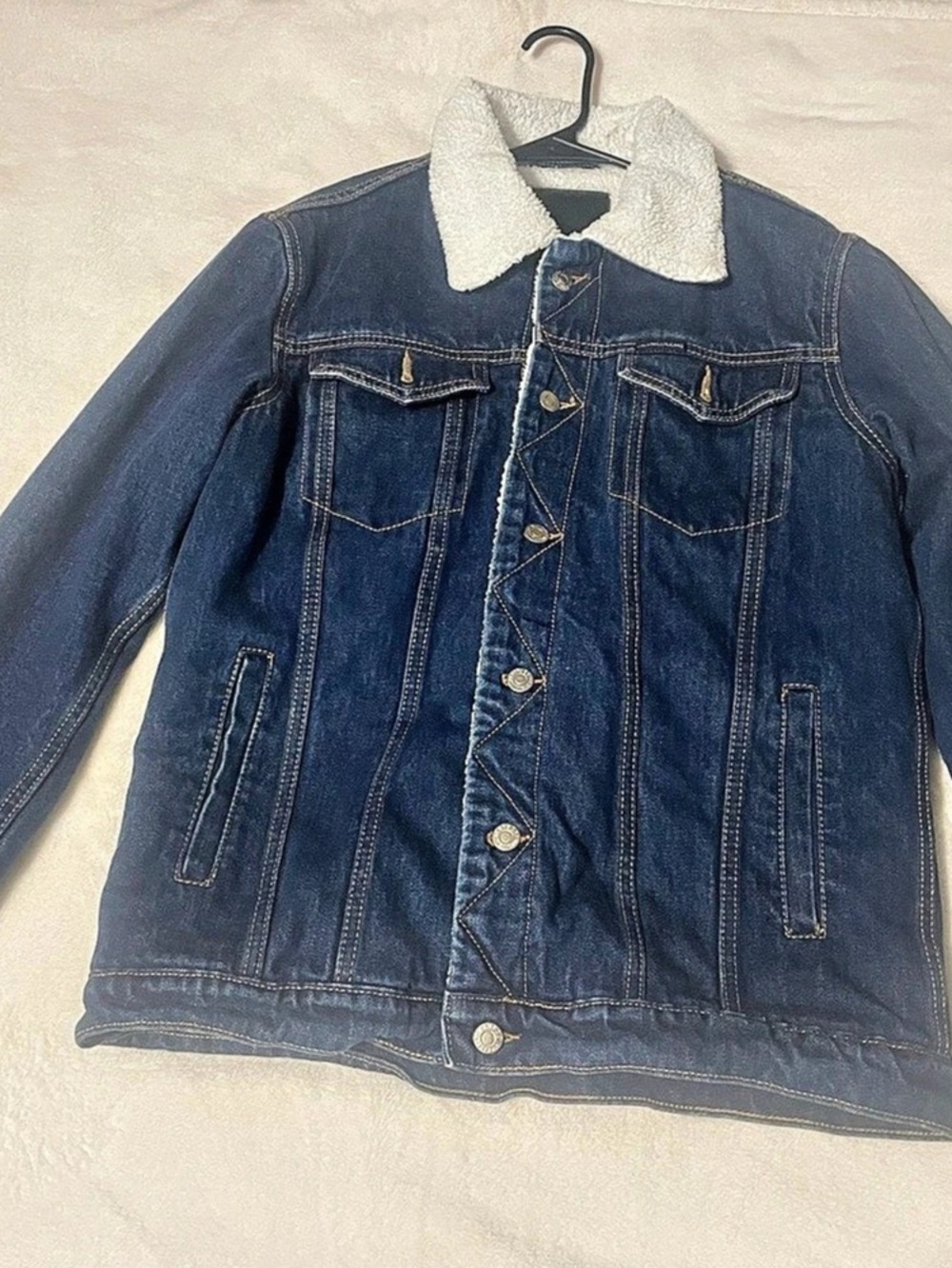 Calvin Klein Sherpa Denim Trucker Jacket Blue Large